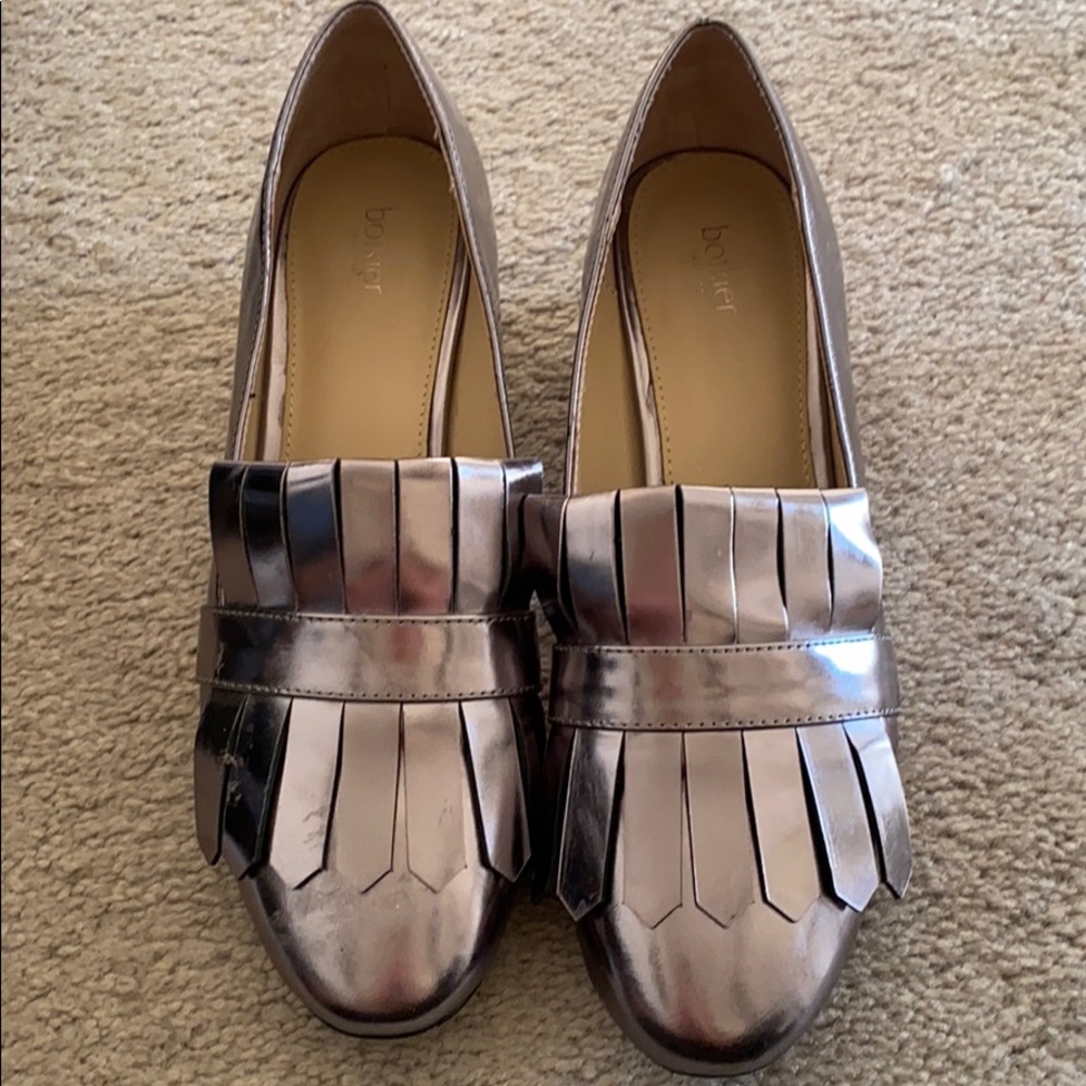 Silver heeled loafers